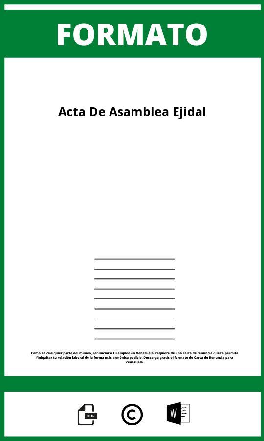 Formato De Acta De Asamblea Ejidal