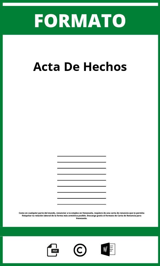 Formato De Acta De Hechos