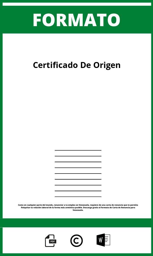 Formato De Certificado De Origen