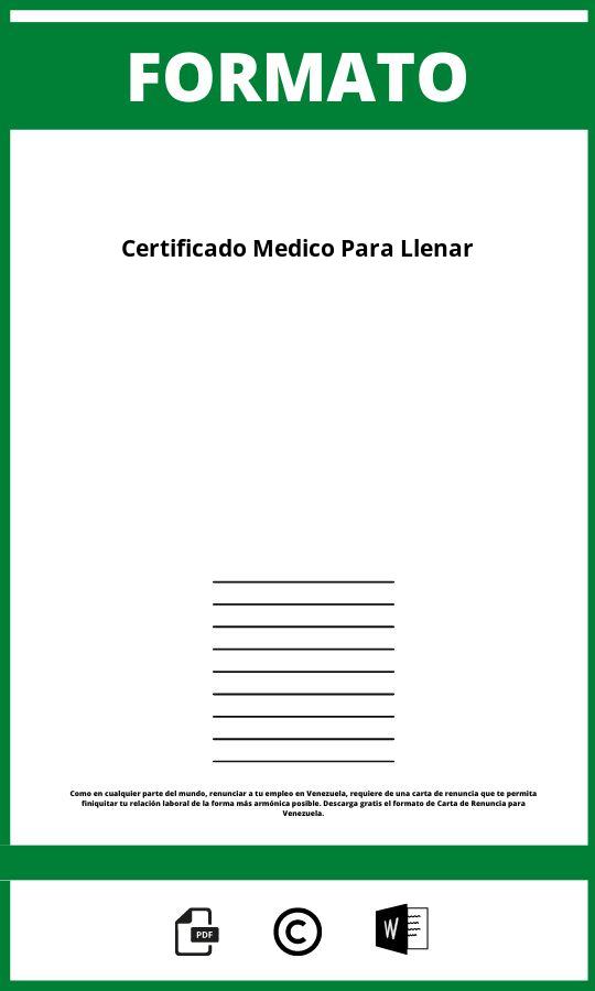 Formato De Certificado Médico Para Llenar