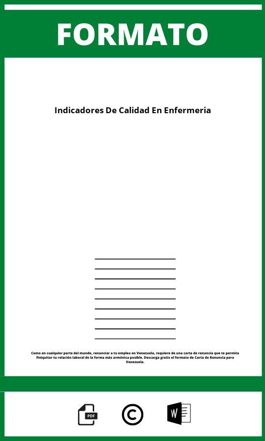 Formato De Indicadores De Calidad En Enfermeria