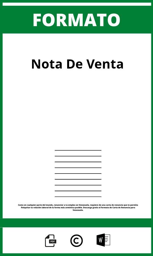 Formato De Nota De Venta