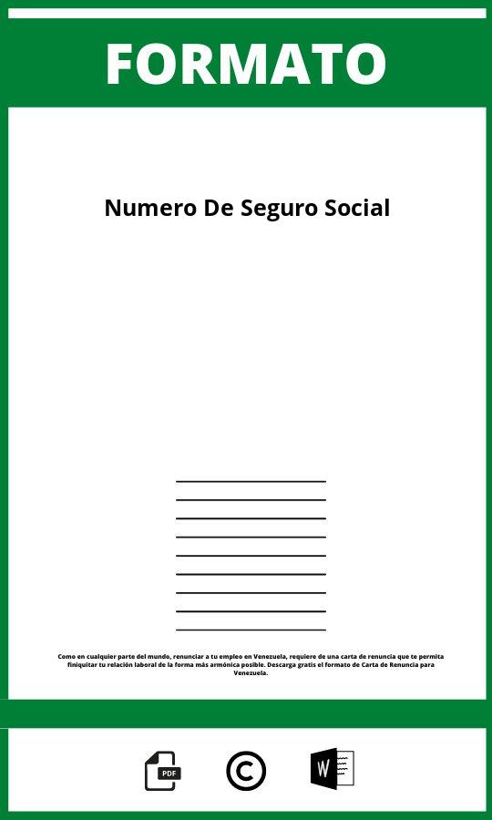 Formato De Numero De Seguro Social 2024 2922