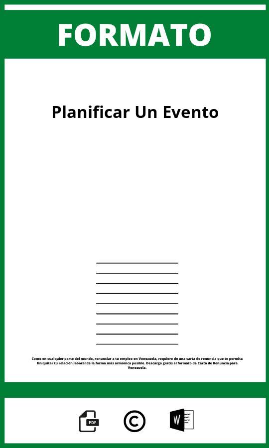 Formato Para Planificar Un Evento