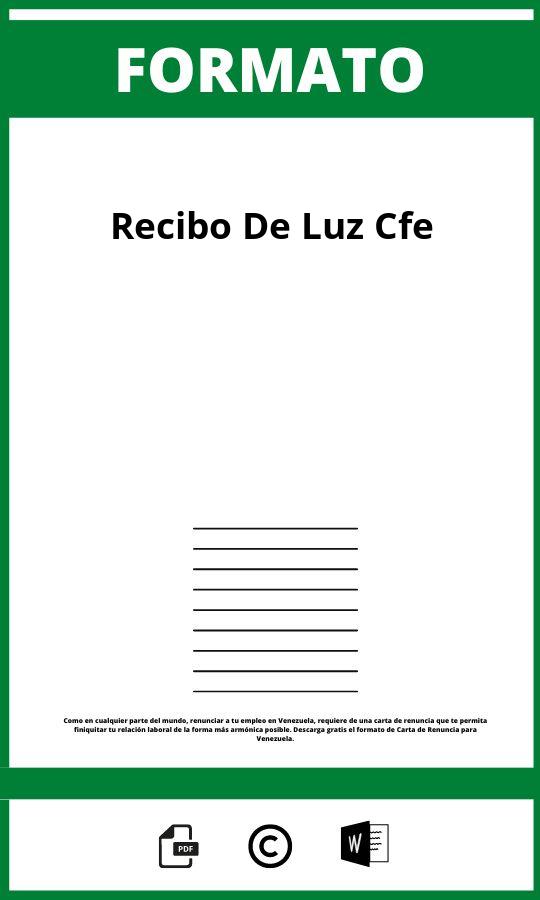 Formato De Recibo De Luz Cfe Pdf
