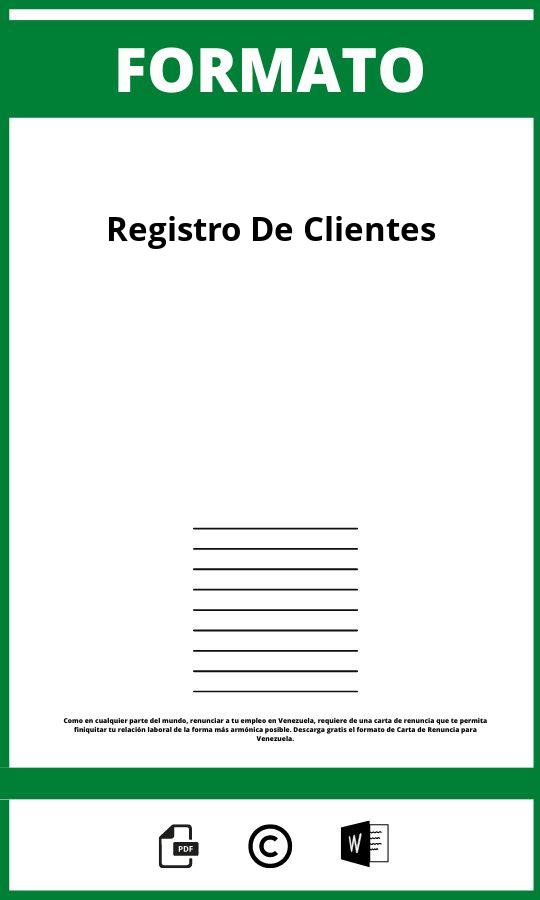 Formato De Registro De Clientes
