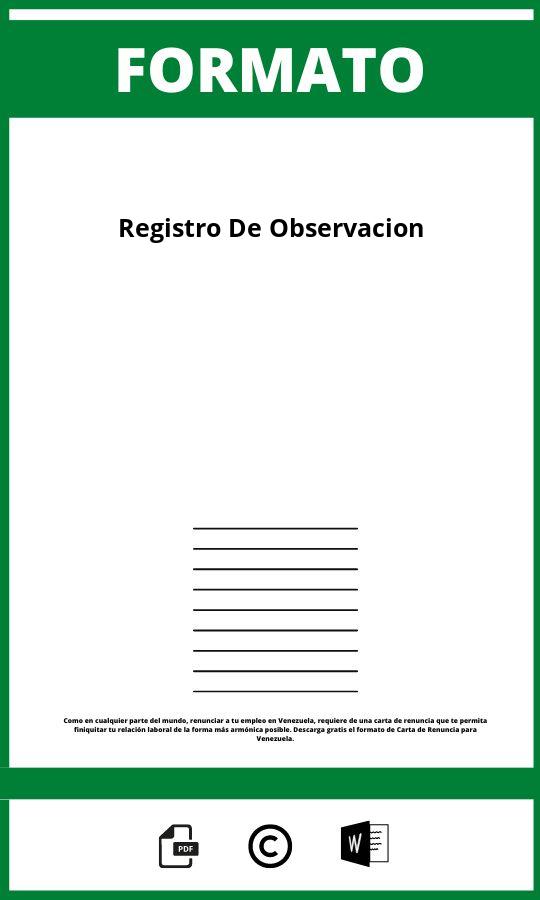 Formato De Registro De Observación